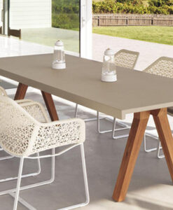 Modern Teak Aluminum Rectangular Dining Table