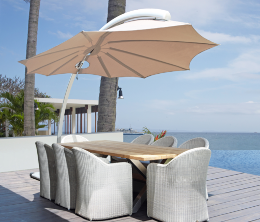 modern leaf flower design cantilever umbrella 360 316 marine grade Hamptons Miami NYC