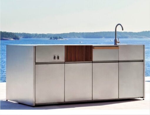 ki 4ss modern luxury outdoor kitchen island black stainless grill bbq gas charcoal custom build
