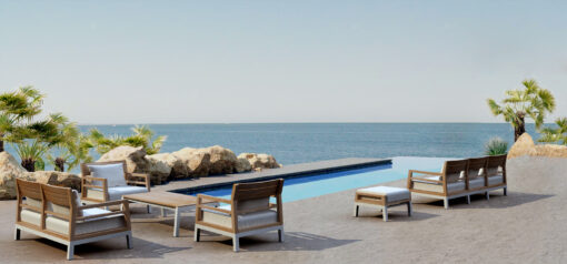 Bermuda modern teak white black aluminum luxury outdoor furniture design sofa seating hotel hospitality patio