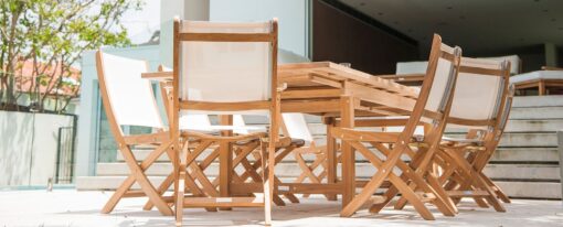Mendes Dining Chair Traditional Batyline Teak Patio Restaurants Outdoor Furniture
