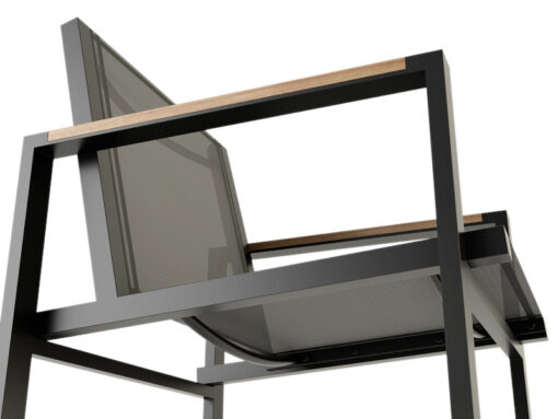 Bermudafied-modern outdoor white black teak arm insert-Dining-Arm-Chair-Batyline--3