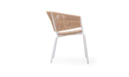 Ake weave dining chair modern contract rope outdoor restaurants hospitality aluminum cord teak seat custom furniture