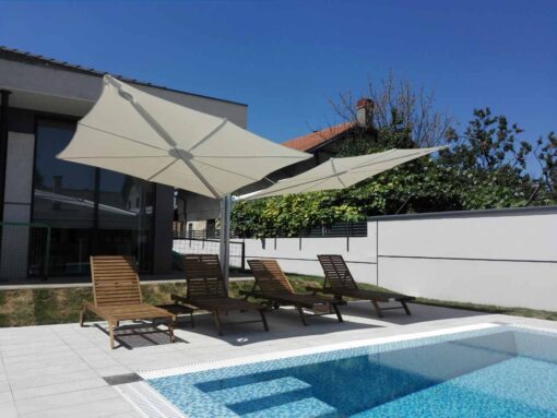 Hudson Luxury Pool Patio Umbrella Modern 2 canopies Single Polo Wind Resistance Tilt Positions Residential Hotels Resort