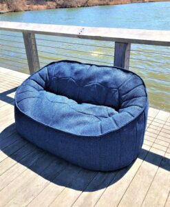 Beanbag love seat denim navy blue lux urban trend modern beach farm house hamptons california hotel commercial contract furniture