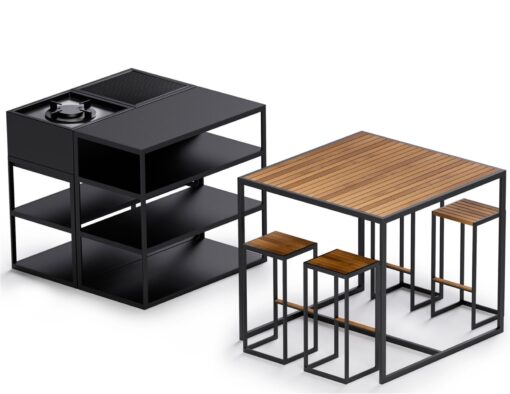 luxury modular outdoor custom grill kitchen black bistro bar counter table modern architecture design